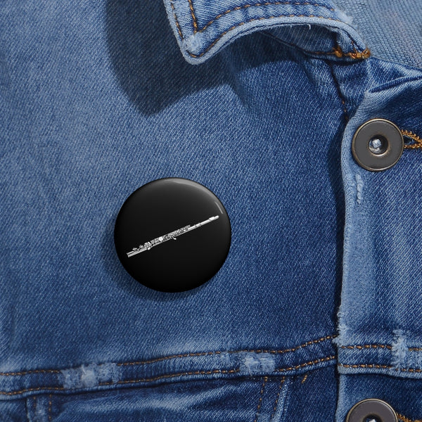 Flute Silhouette - Black Pin Buttons