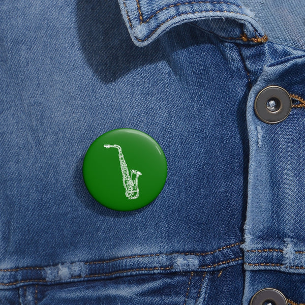 Alto Saxophone Silhouette - Green Pin Buttons