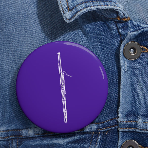 Bassoon Silhouette - Purple Pin Buttons