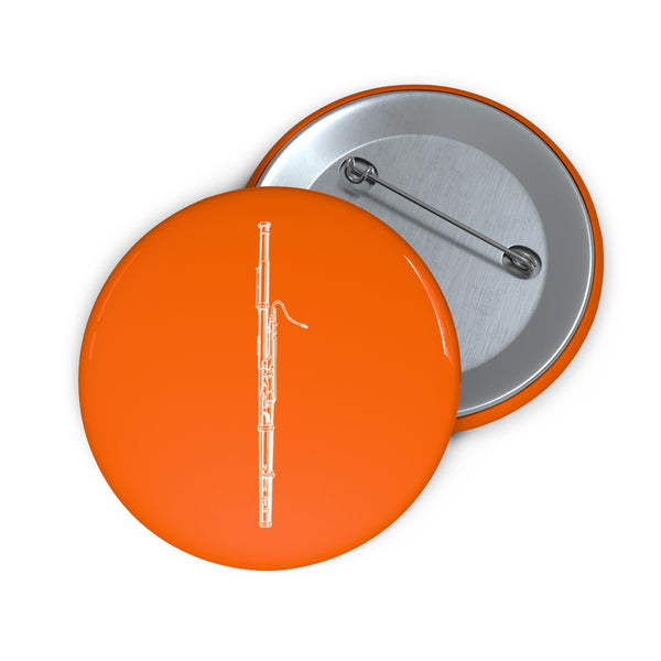 Bassoon Silhouette - Orange Pin Buttons