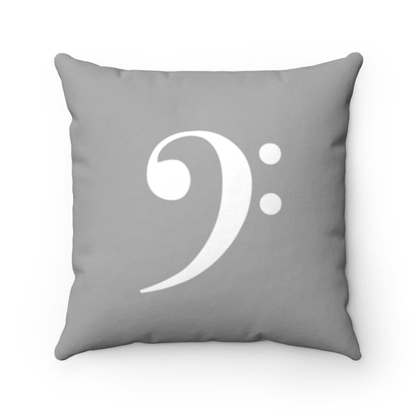 Grey Bass Clef Square Pillow - White Silhouette