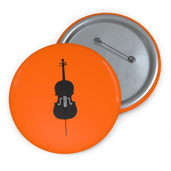 Cello Silhouette - Orange Pin Buttons