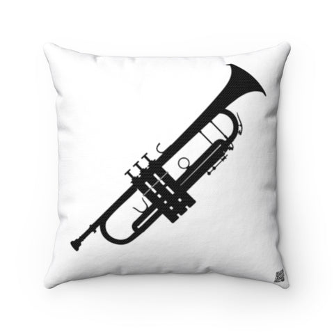 Trumpet Square Pillow - Diagonal Black Silhouette