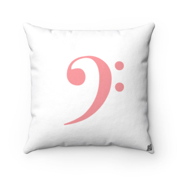 Bass Clef Square Pillow - Pink Silhouette