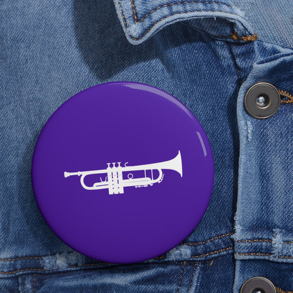 Trumpet Silhouette - Purple Pin Buttons