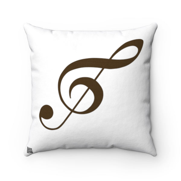 Treble Clef Square Pillow - Diagonal Brown Silhouette