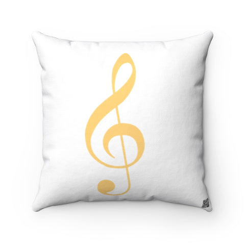 Treble Clef Square Pillow - Muted Amber Silhouette