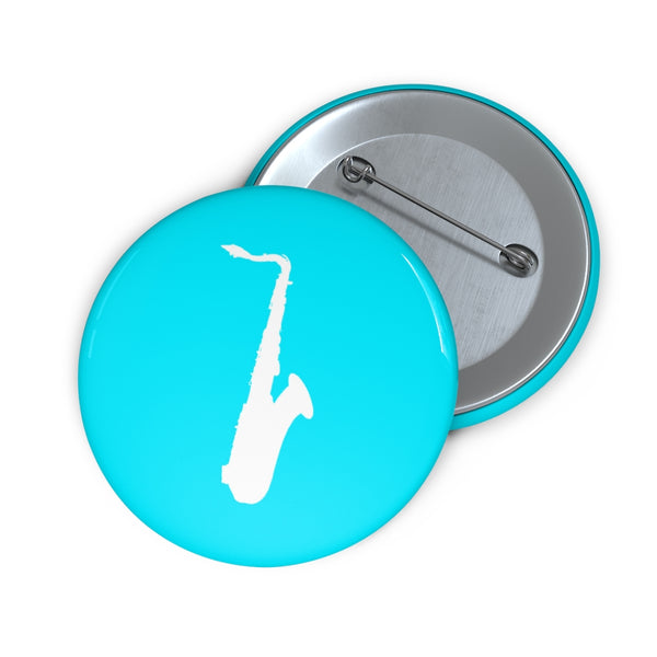 Tenor Saxophone Silhouette - Cyan Pin Buttons