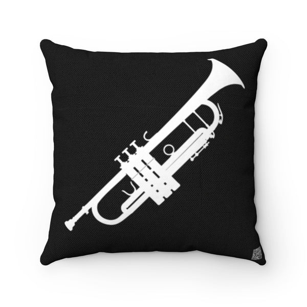 Black Trumpet Square Pillow - Diagonal Silhouette