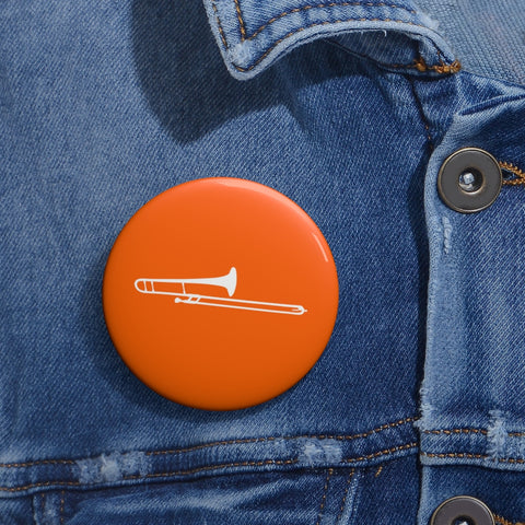 Trombone Silhouette - Orange Pin Buttons