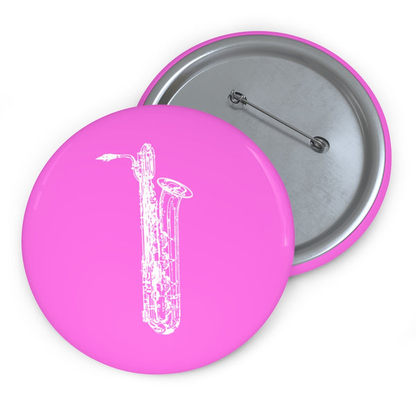 Baritone Saxophone Silhouette - Pink Pin Buttons