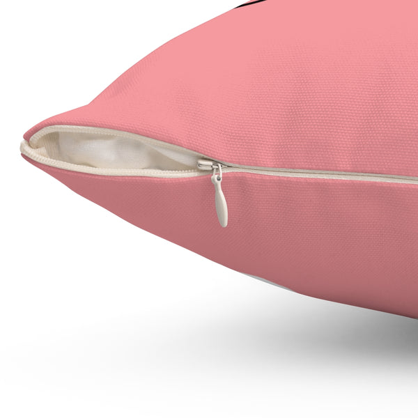 Pink Treble Clef Square Pillow - Diagonal Silhouette