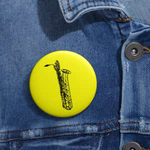 Baritone Saxophone Silhouette - Yellow Pin Buttons