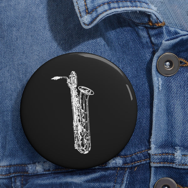 Baritone Saxophone Silhouette - Black Pin Buttons
