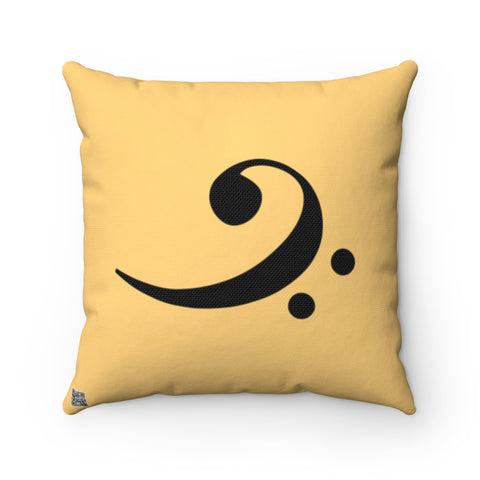 Muted Amber Bass Clef Square Pillow - Diagonal Silhouette
