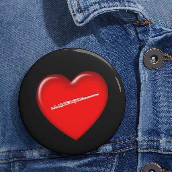 Flute + Heart - Pin Buttons