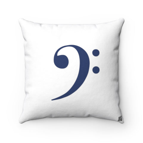Bass Clef Square Pillow - Navy Silhouette