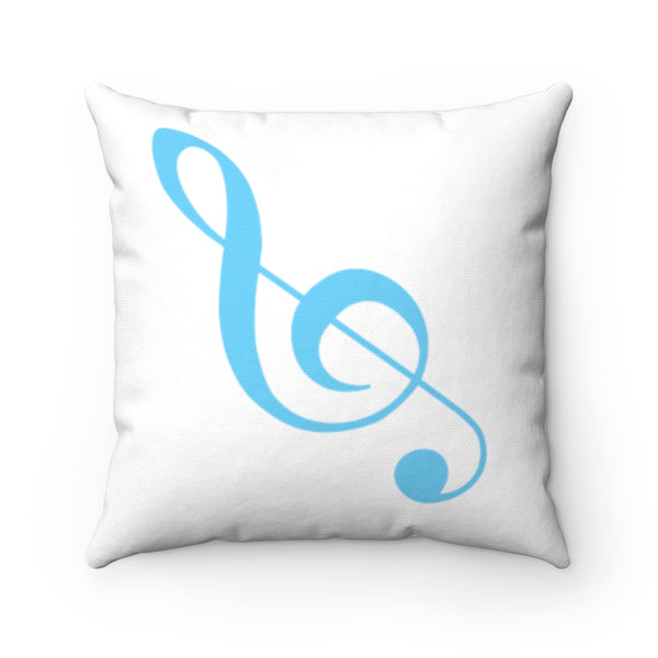 Treble Clef Square Pillow - Diagonal Aqua Silhouette