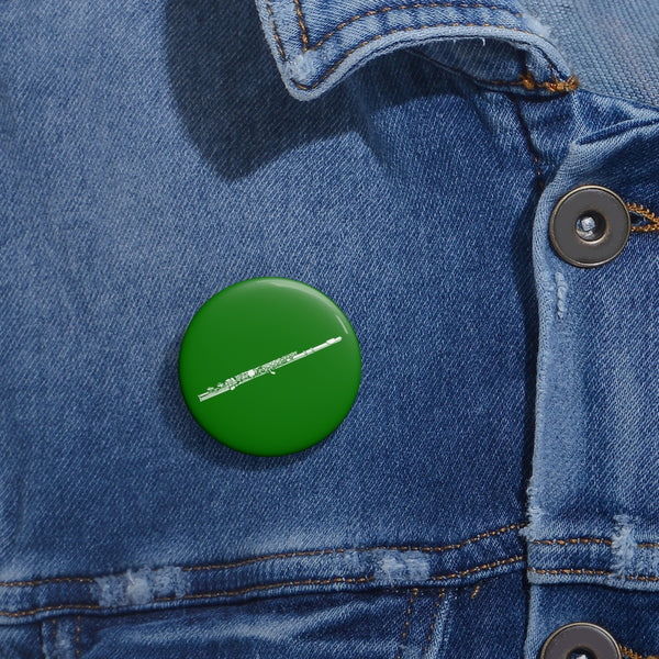 Flute Silhouette - Green Pin Buttons