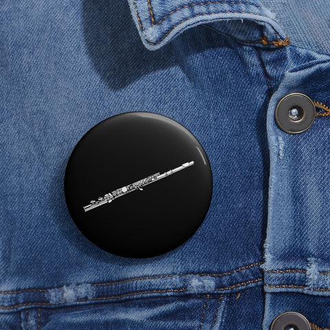 Flute Silhouette - Black Pin Buttons