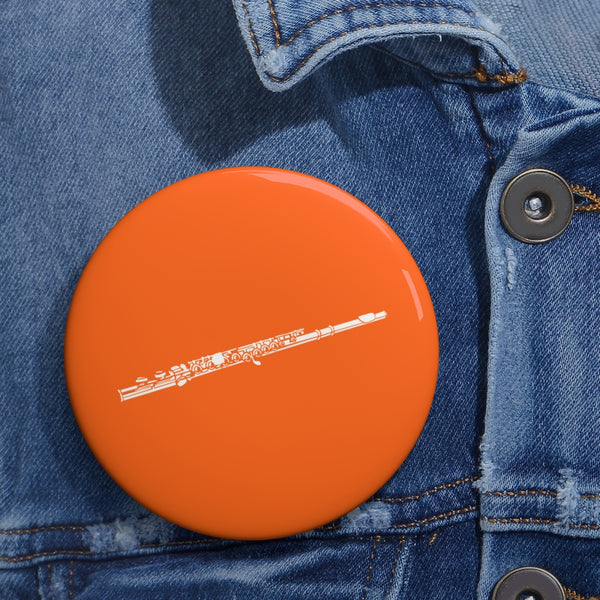 Flute Silhouette - Orange Pin Buttons