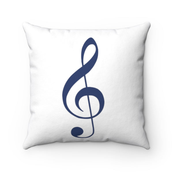 Treble Clef Square Pillow - Navy Silhouette