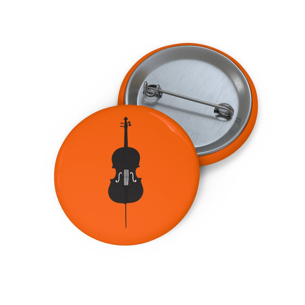 Cello Silhouette - Orange Pin Buttons