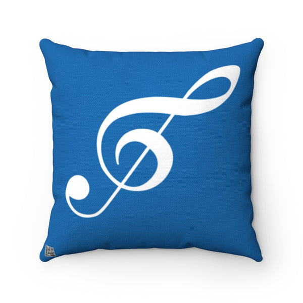 Blue Treble Clef Square Pillow - Diagonal Silhouette