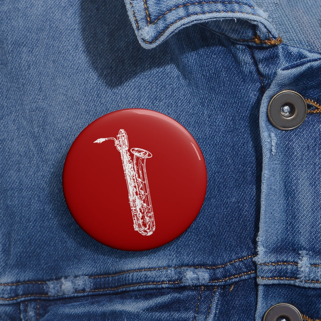 Baritone Saxophone Silhouette - Red Pin Buttons