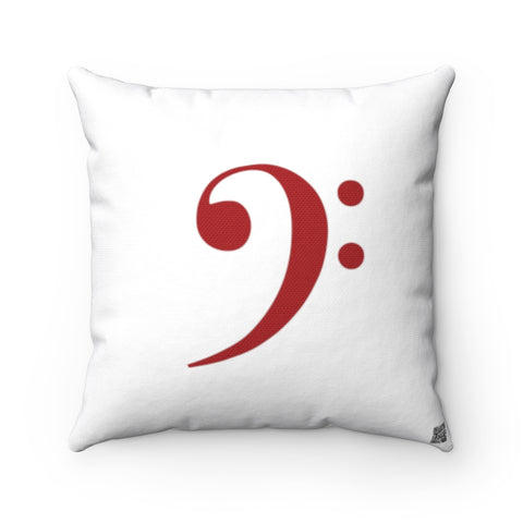 Bass Clef Square Pillow - Red Silhouette