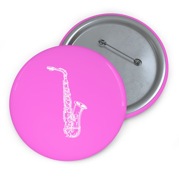 Alto Saxophone Silhouette - Pink Pin Buttons