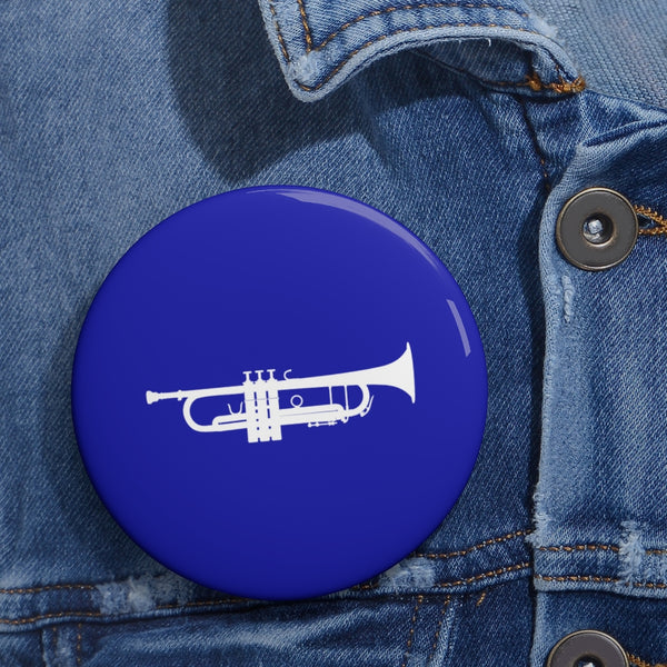 Trumpet Silhouette - Blue Pin Buttons