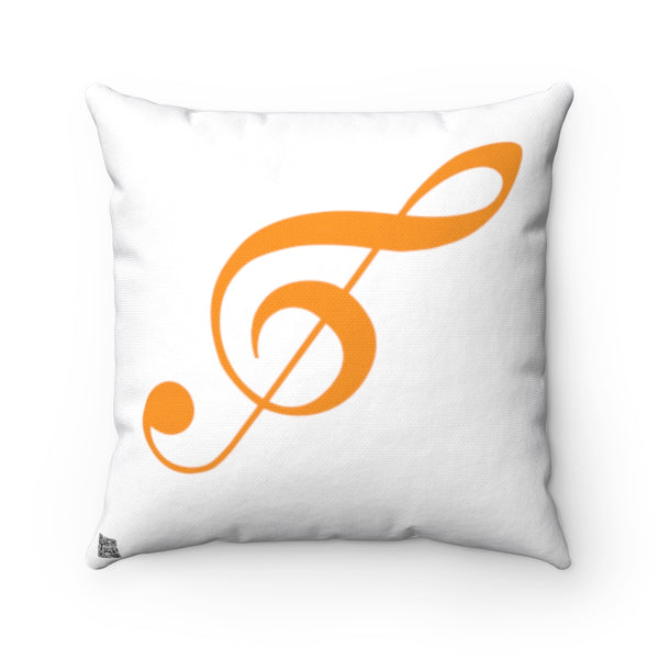 Treble Clef Square Pillow - Diagonal Orange Silhouette