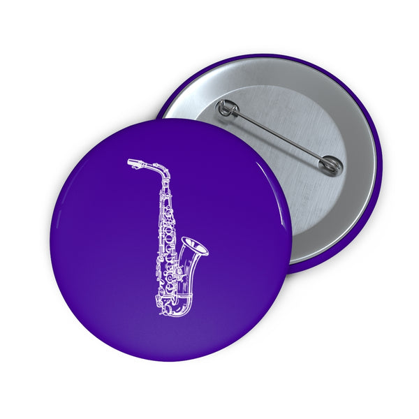 Alto Saxophone Silhouette - Purple Pin Buttons