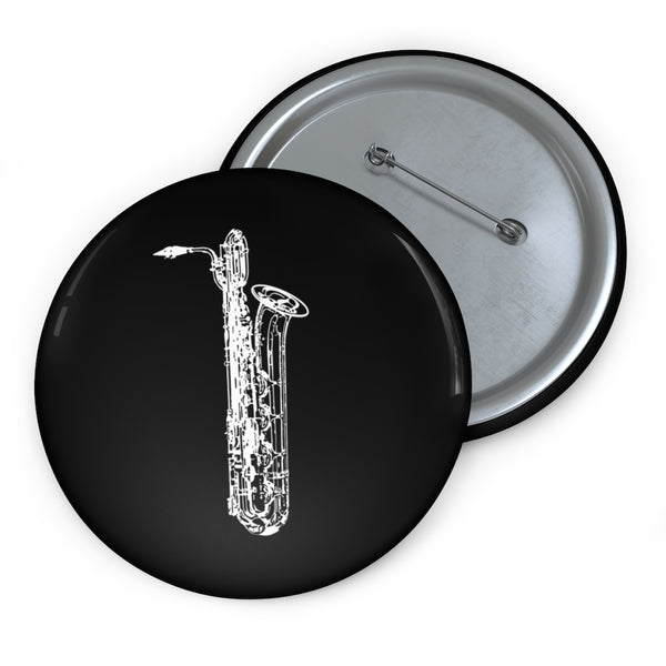 Baritone Saxophone Silhouette - Black Pin Buttons