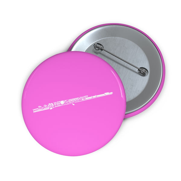 Flute Silhouette - Pink Pin Buttons