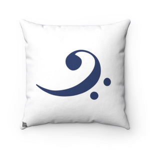 Bass Clef Square Pillow - Diagonal Navy Silhouette