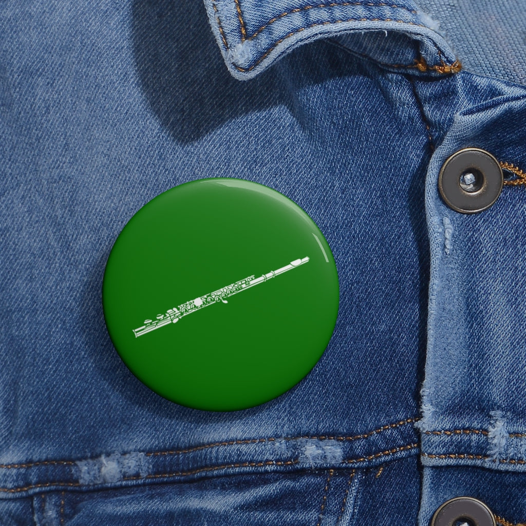 Flute Silhouette - Green Pin Buttons