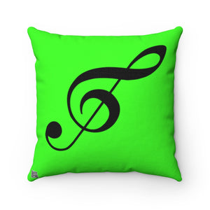 Bright Green Treble Clef Square Pillow - Diagonal Silhouette