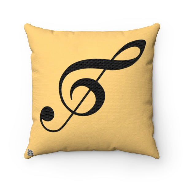 Muted Amber Treble Clef Square Pillow - Diagonal Silhouette