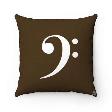 Brown Bass Clef Square Pillow - White Silhouette
