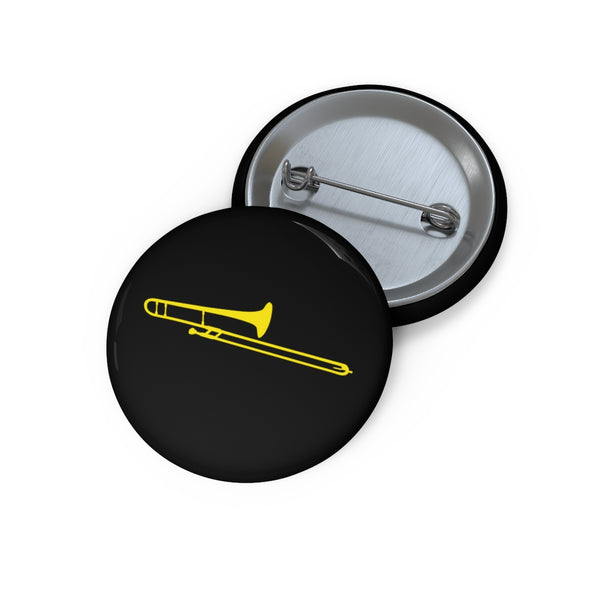 Trombone Silhouette - Black Pin Buttons