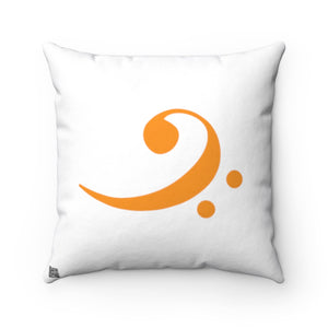 Bass Clef Square Pillow - Diagonal Orange Silhouette