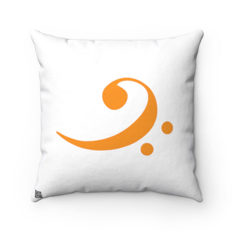 Bass Clef Square Pillow - Diagonal Orange Silhouette