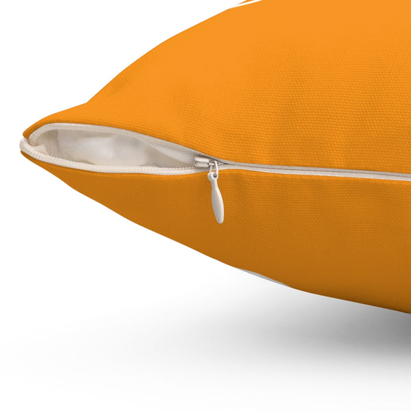Orange Treble Clef Square Pillow - Diagonal White Silhouette
