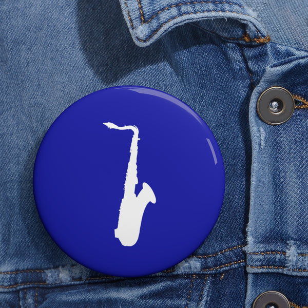 Tenor Saxophone Silhouette - Blue Pin Buttons