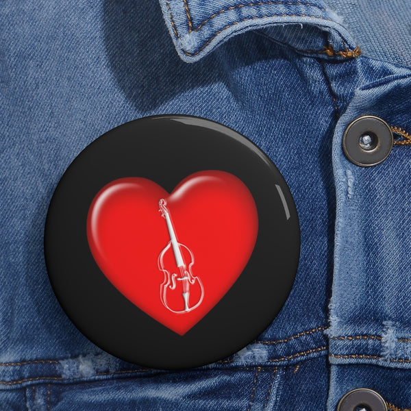 Double Bass + Heart - Pin Buttons