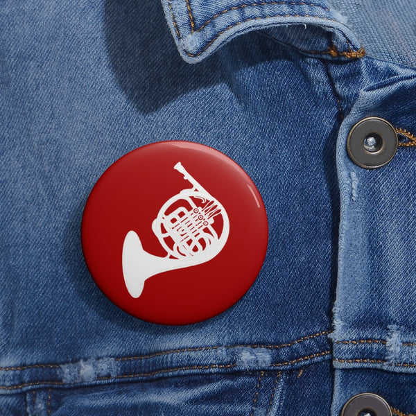 French Horn Silhouette - Red Pin Buttons