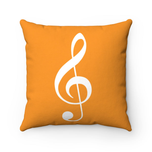 Orange Treble Clef Square Pillow - Silhouette