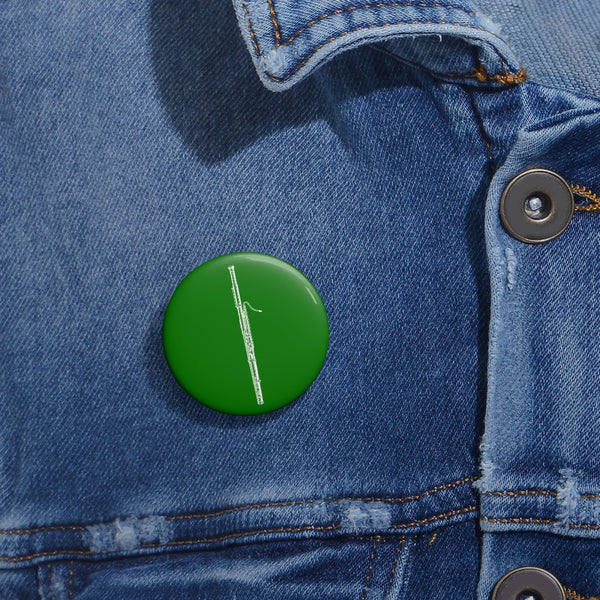 Bassoon Silhouette - Green Pin Buttons
